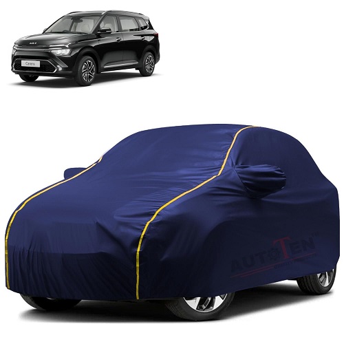 Waterproof Car Body Cover Compatible with Kia Carens 100% Waterproof with Mirror & Antenna Pocket Triple Stitched Bottom Elastic Dustproof Full Body Protection (Blue Series)