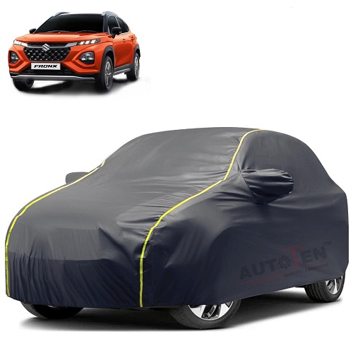 Waterproof Car Body Cover Compatible with Maruti Fronx 100% Waterproof with Mirror & Antenna Pocket Triple Stitched Bottom Elastic Dustproof Full Body Protection (Grey Series)