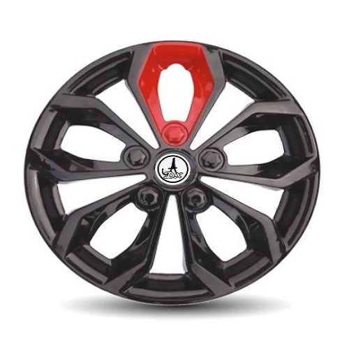 Car Wheel Cover Universal Fury Red Strip Black Color Design Available 12'' 13'' 14'' 15'' 16'' 17'' inches Size Compatible With - R16 Wheel Size