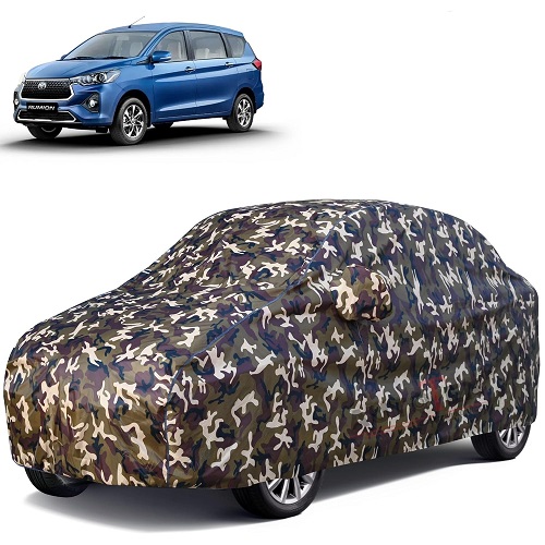 Waterproof Car Body Cover Compatible with Toyota Rumion 100% Waterproof with Mirror & Antenna Pocket Triple Stitched Bottom Elastic Dustproof Full Body Protection (Cloud Series Army)