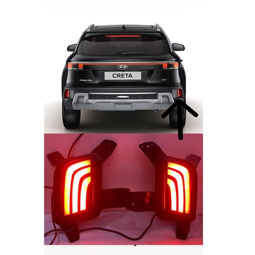  rear bumper led light reflector compatiable for creta 2024 present with 4 modes functions available (set of 2pcs) (CRETA -D)