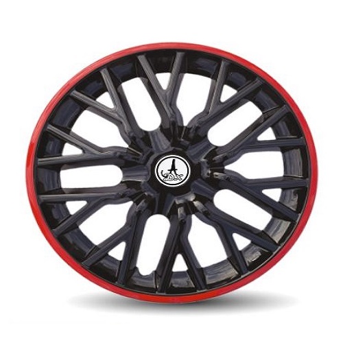 Car Wheel Cover Universal Delta Black And Red Circle Color Design Available 12'' 13'' 14'' 15'' inches Size Compatible With - R15 INCH Wheel Size