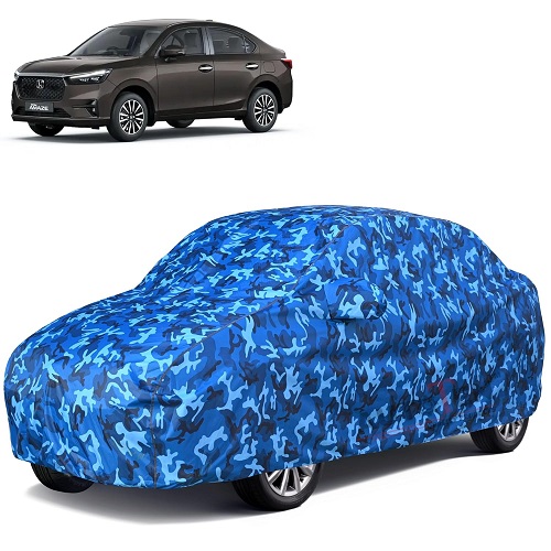 6X6 100% Waterproof Car Body Cover Compatible with Honda Amaze 100% Waterproof with Mirror & Antenna Pocket Triple Stitched Bottom Elastic Dustproof Full Body Protection (Cloud Series)