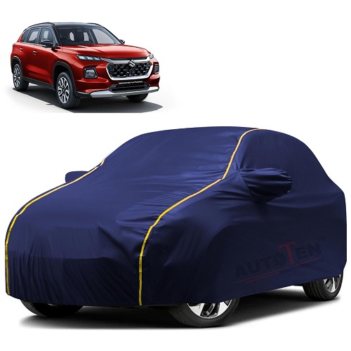  Waterproof Car Body Cover Compatible with Maruti Vitara 100% Waterproof with Mirror & Antenna Pocket Triple Stitched Bottom Elastic Dustproof Full Body Protection (Blue Series)