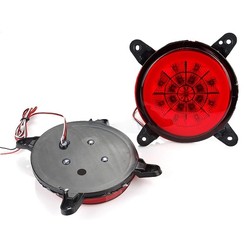 Car LED Brake Light Reflector Bumper Light Auto Decoration Rear Fog Lamp Compatible For Hyundai Grand I10 2017-2018, Red, 2PCS