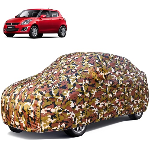 Waterproof Car Body Cover Compatible with Maruti Swift 100% Waterproof with Mirror & Antenna Pocket Triple Stitched Bottom Elastic Dustproof Full Body Protection (Jungle Series)