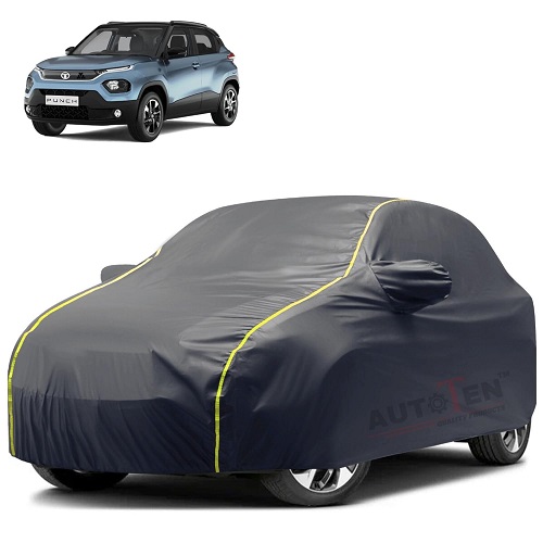 Waterproof Car Body Cover Compatible with Tata Punch 100% Waterproof with Mirror & Antenna Pocket Triple Stitched Bottom Elastic Dustproof Full Body Protection (Grey Series)