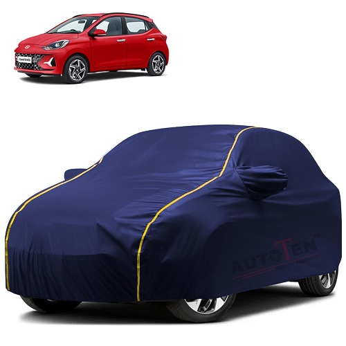  Waterproof Car Body Cover Compatible with Hyundai i10 Nios 100% Waterproof with Mirror & Antenna Pocket Triple Stitched Bottom Elastic Dustproof Full Body Protection (Blue Series)