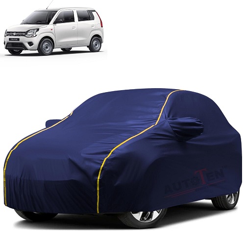  Waterproof Car Body Cover Compatible with Maruti Wagon-R 100% Waterproof with Mirror & Antenna Pocket Triple Stitched Bottom Elastic Dustproof Full Body Protection (Blue Series)