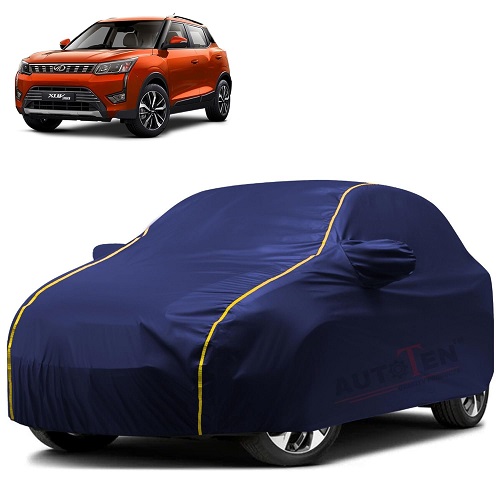  Waterproof Car Body Cover Compatible with Mahindra XUV300 100% Waterproof with Mirror & Antenna Pocket Triple Stitched Bottom Elastic Dustproof Full Body Protection (Blue Series)