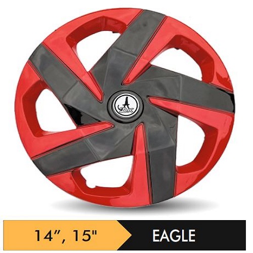 Car Wheel Cover Universal Eagle Red And Black Color Design Available 14'' 15'' inches Size Compatible With -R15 INCH Wheel Size