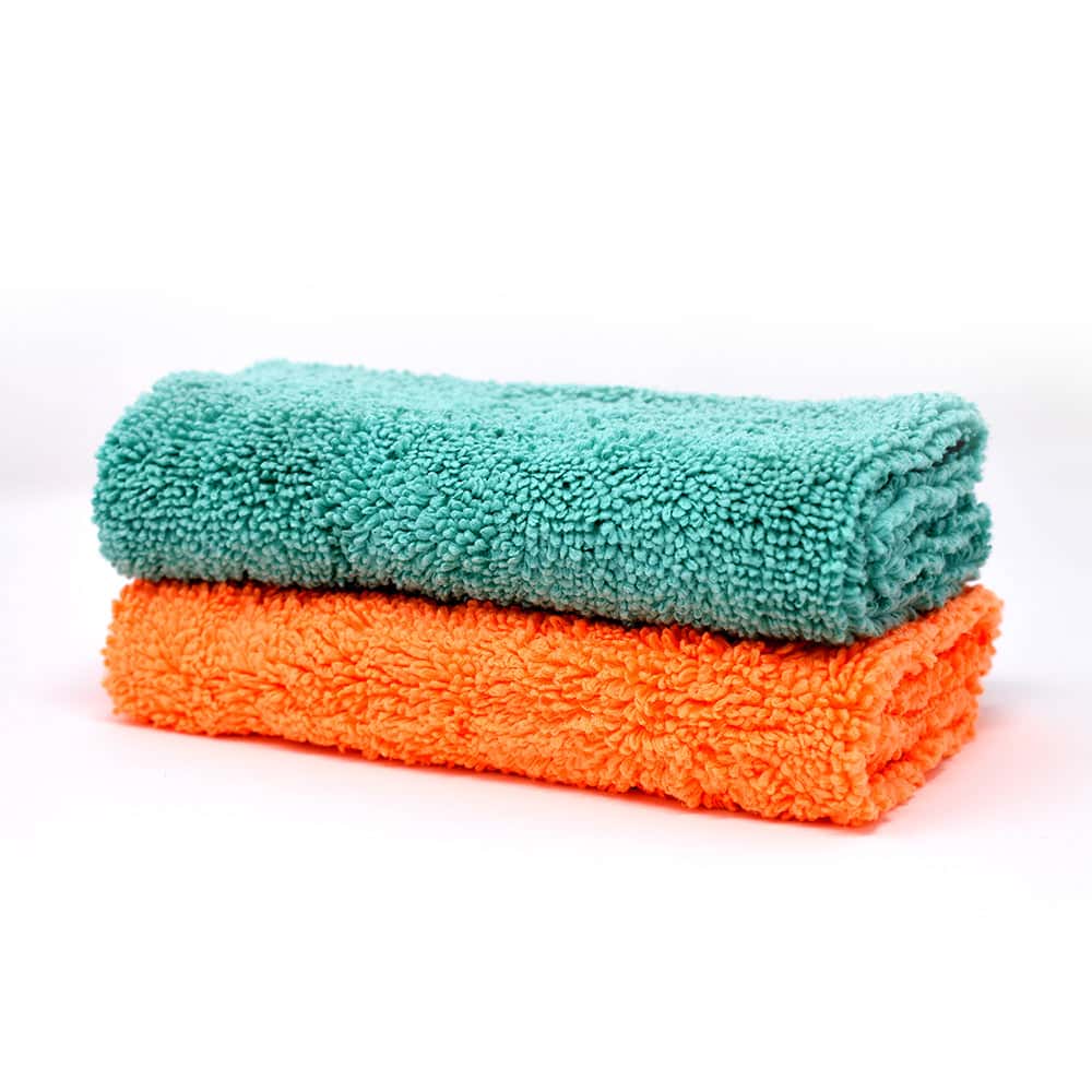 AUTO SPARE WORLD - GFX Microfiber Cloth for Car & Bike (35X35cm) Green & Orange - Set of 2 pcs.
