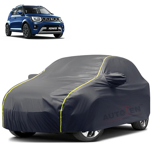 Waterproof Car Body Cover Compatible with Maruti Ignis 100% Waterproof with Mirror & Antenna Pocket Triple Stitched Bottom Elastic Dustproof Full Body Protection (Grey Series)