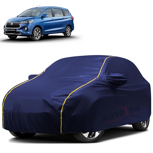  Waterproof Car Body Cover Compatible with Toyota Rumion 100% Waterproof with Mirror & Antenna Pocket Triple Stitched Bottom Elastic Dustproof Full Body Protection (Blue Series)