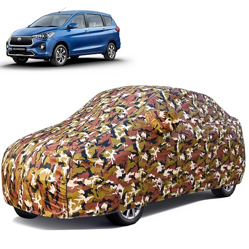 Waterproof Car Body Cover Compatible with Toyota Rumion 100% Waterproof with Mirror & Antenna Pocket Triple Stitched Bottom Elastic Dustproof Full Body Protection (Jungle Series)