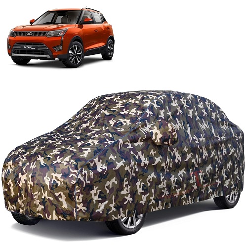 Waterproof Car Body Cover Compatible with Mahindra XUV300 100% Waterproof with Mirror & Antenna Pocket Triple Stitched Bottom Elastic Dustproof Full Body Protection (Cloud Series Army)