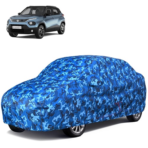  6X6 100% Waterproof Car Body Cover Compatible with Tata Punch 100% Waterproof with Mirror & Antenna Pocket Triple Stitched Bottom Elastic Dustproof Full Body Protection (Cloud Series)