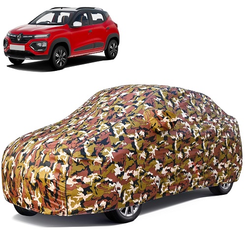 Waterproof Car Body Cover Compatible with Renault Kwid 100% Waterproof with Mirror & Antenna Pocket Triple Stitched Bottom Elastic Dustproof Full Body Protection (Jungle Series)