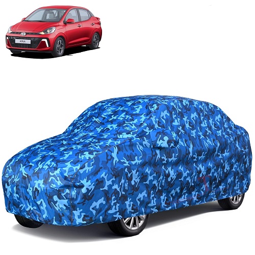 6X6 100% Waterproof Car Body Cover Compatible with Hyundai Aura 100% Waterproof with Mirror & Antenna Pocket Triple Stitched Bottom Elastic Dustproof Full Body Protection (Cloud Series)