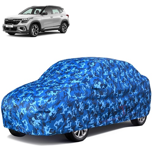  6X6 100% Waterproof Car Body Cover Compatible with Kia Seltos 100% Waterproof with Mirror & Antenna Pocket Triple Stitched Bottom Elastic Dustproof Full Body Protection (Cloud Series)