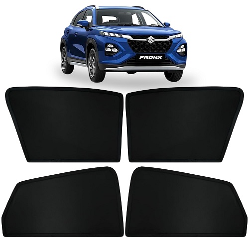  Fixed Type Non-Magnetic Window Sunshades for Maruti Suzuki Fronx | Z-Black | 4-Piece Car Window Curtain Set | UV Protection | Premium Black Mesh | Custom Fit for Maruti Suzuki Fronx