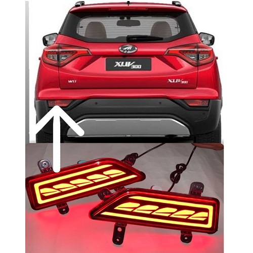  REAR BUMPER REFLECTOR BRAKE LED WITH RUNNING MATRIX INDICATOR FUNCTION COMPATIIBLE FOR XUV-300 (SET OF 2PCS) WITH FOUR WIRES (TYPE-B)
