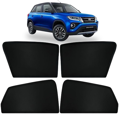 Fixed Type Non-Magnetic Window Sunshades for Toyota Urban Cruiser | Z-Black | 4-Piece Car Window Curtain Set | UV Protection | Premium Black Mesh | Custom Fit for Toyota Urban Cruiser