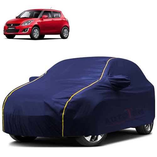  Waterproof Car Body Cover Compatible with Maruti Swift 100% Waterproof with Mirror & Antenna Pocket Triple Stitched Bottom Elastic Dustproof Full Body Protection (Blue Series)
