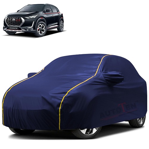Waterproof Car Body Cover Compatible with Nissan Magnite 100% Waterproof with Mirror & Antenna Pocket Triple Stitched Bottom Elastic Dustproof Full Body Protection (Blue Series)