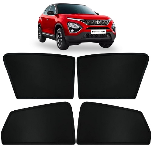  Fixed Type Non-Magnetic Window Sunshades for TATA Harrier | Z-Black | 4-Piece Car Window Curtain Set | UV Protection | Premium Black Mesh | Custom Fit for TATA Harrier