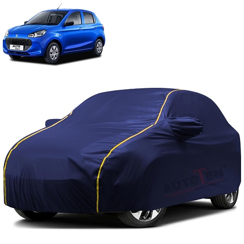 Waterproof Car Body Cover Compatible with Maruti Alto-K10 100% Waterproof with Mirror & Antenna Pocket Triple Stitched Bottom Elastic Dustproof Full Body Protection (Blue Series)