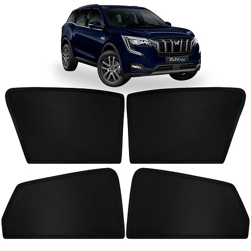  Fixed Type Non-Magnetic Window Sunshades for Mahindra XUV700 | Z-Black | 4-Piece Car Window Curtain Set | UV Protection | Premium Black Mesh | Custom Fit for Mahindra XUV700