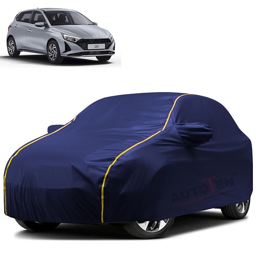  Waterproof Car Body Cover Compatible with Hyundai i20 100% Waterproof with Mirror & Antenna Pocket Triple Stitched Bottom Elastic Dustproof Full Body Protection (Blue Series)