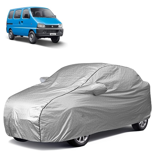 Waterproof Car Body Cover Compatible with Maruti Eeco 100% Waterproof with Mirror & Antenna Pocket Triple Stitched Bottom Elastic Dustproof Full Body Protection (Silver Series)