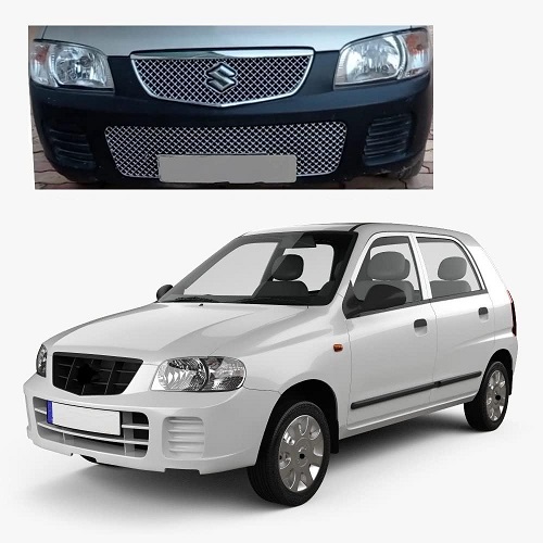Car Bentley Style Front Chrome Grill Compatible with Alto Type 2 (2006 to 2009) (2pc)