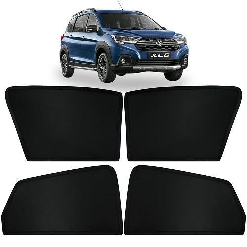  Fixed Type Non-Magnetic Window Sunshades for Maruti Suzuki XL6 | Z-Black | 6-Piece Car Window Curtain Set | UV Protection | Premium Black Mesh | Custom Fit for Maruti Suzuki XL6